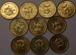 Uganda 10 x 1 Shilling 1976 GS835 - Kranich 10 Coins Lot EF