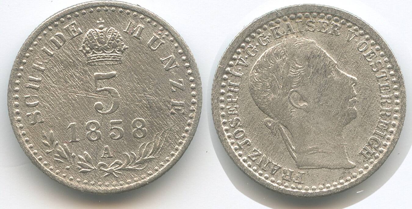 Österreich 5 Kreuzer 1858 A Wien H1038 - Franz Joseph I. 1848-1916 ...