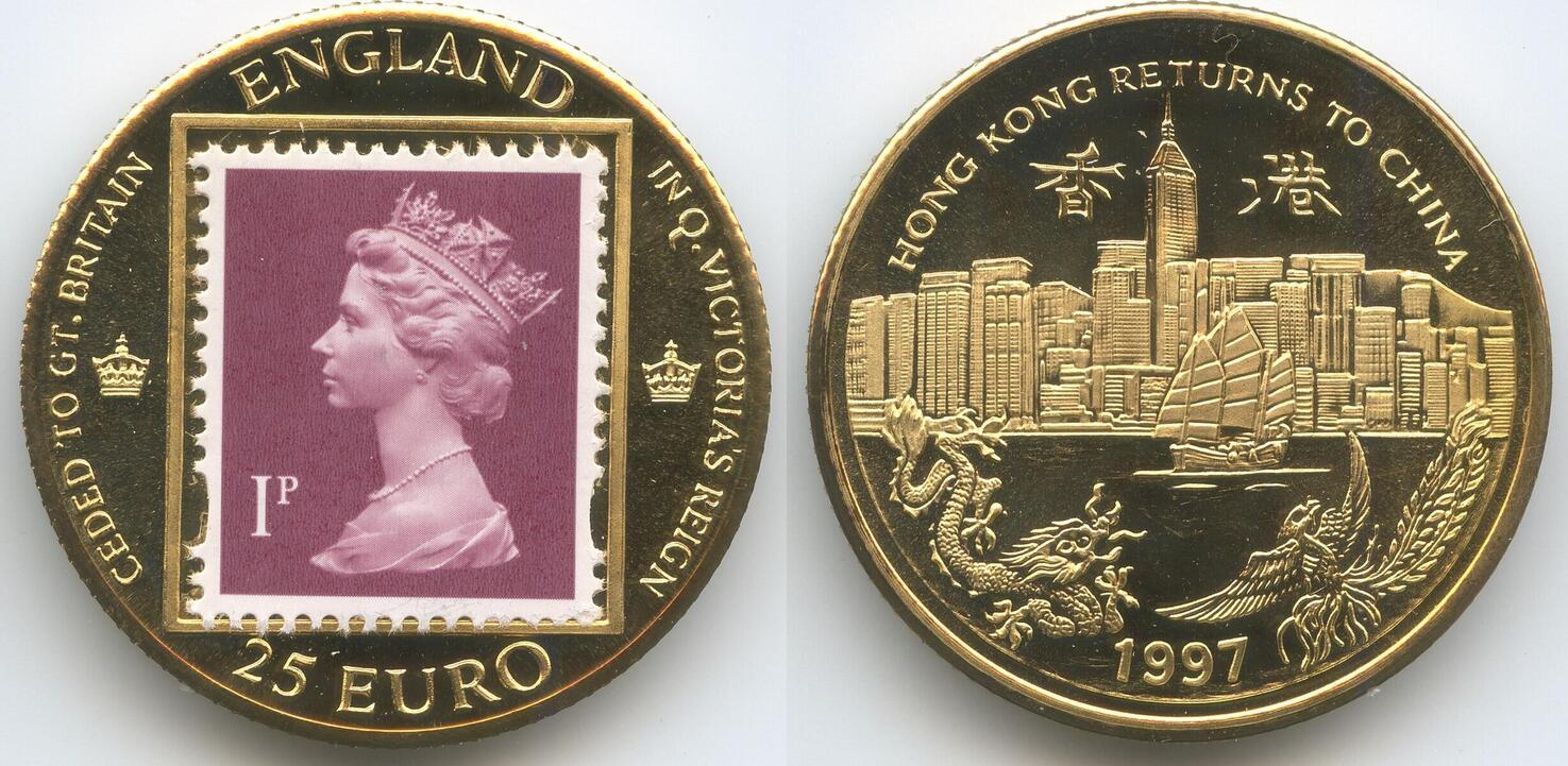 England Medaille 25 E U R O 1997 PA028 - Hong Kong Returns