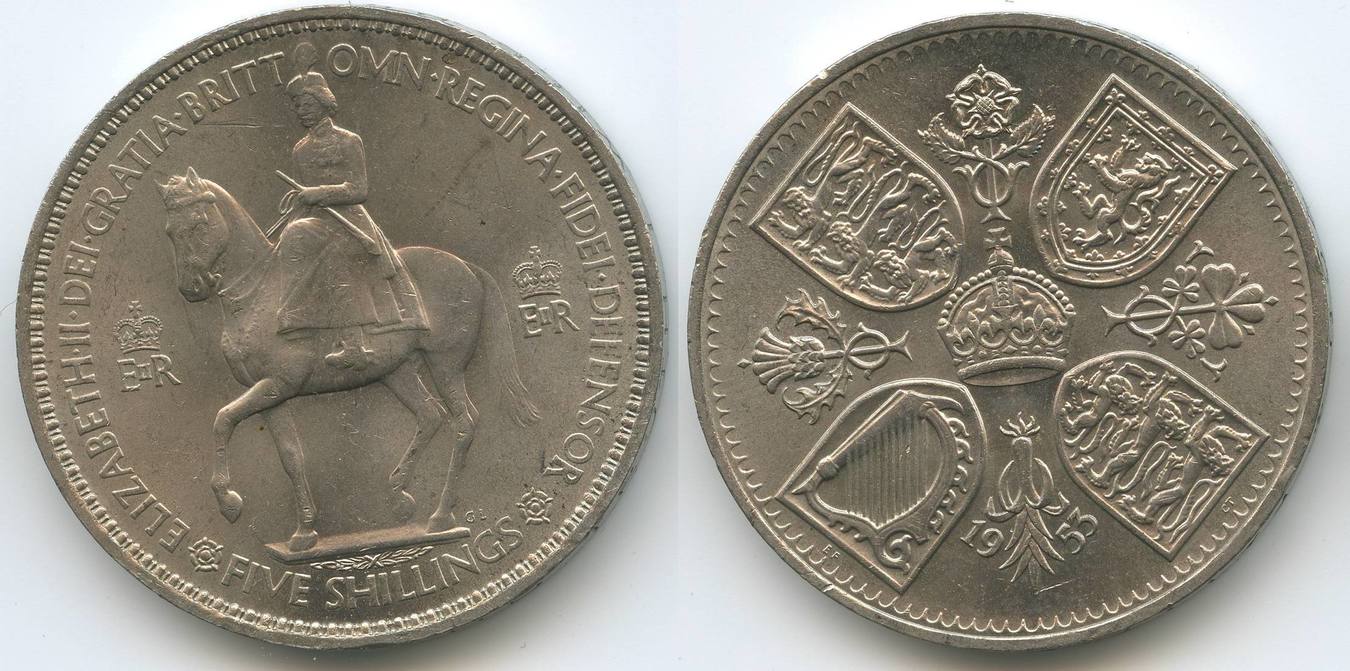 Grossbritannien One Crown 5 Shillings 1953 M 3313 Kronung Queen Elizabeth Great Britain Unc Ma Shops