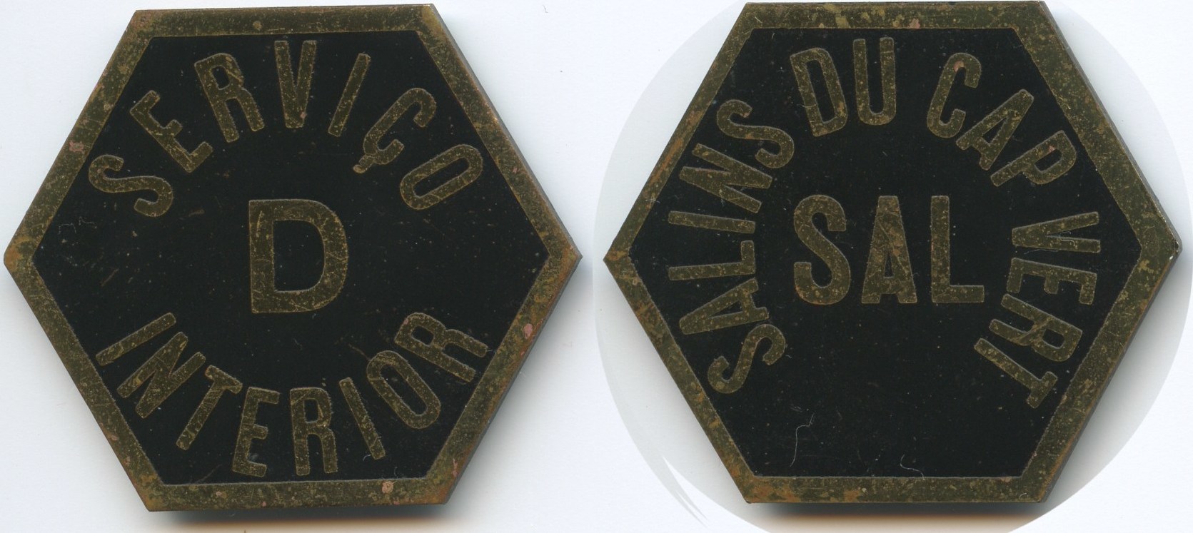 Kapverde Token Quot Servico D Interior Quot M 3292 Salins Du Cap Vert Hexagonal Cape Verde Sehr Rar Ef Ma Shops