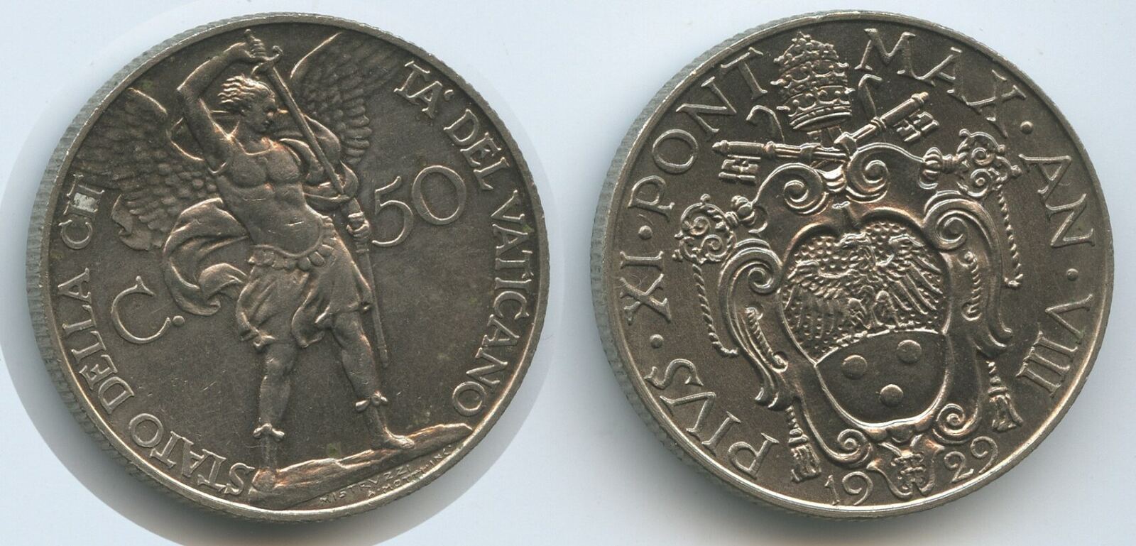 Vatikan 50 Centesimi 1929-VIII G8912 - RARES JAHR - Papst Pius XI