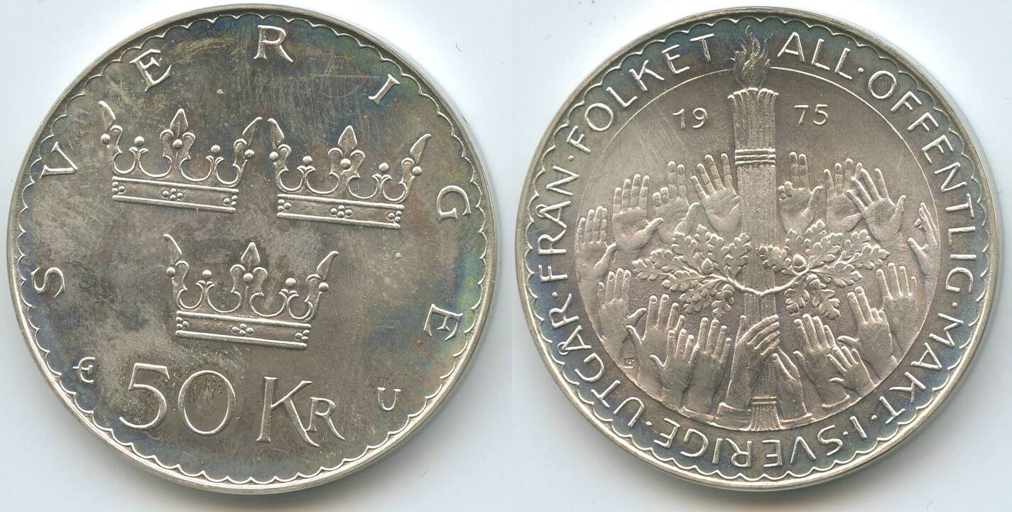 Schweden 50 Kronor 1975 GS1139 - Constitutional Reform - King Carl XVI ...