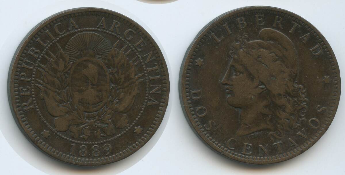 Argentinien Dos Centavos 1889 G2730 - Argentina F | MA-Shops