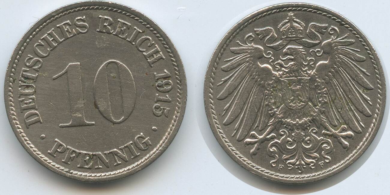 Deutsches Reich 10 Pfennig 1915 F Stuttgart G10901 - Germany Empire ...