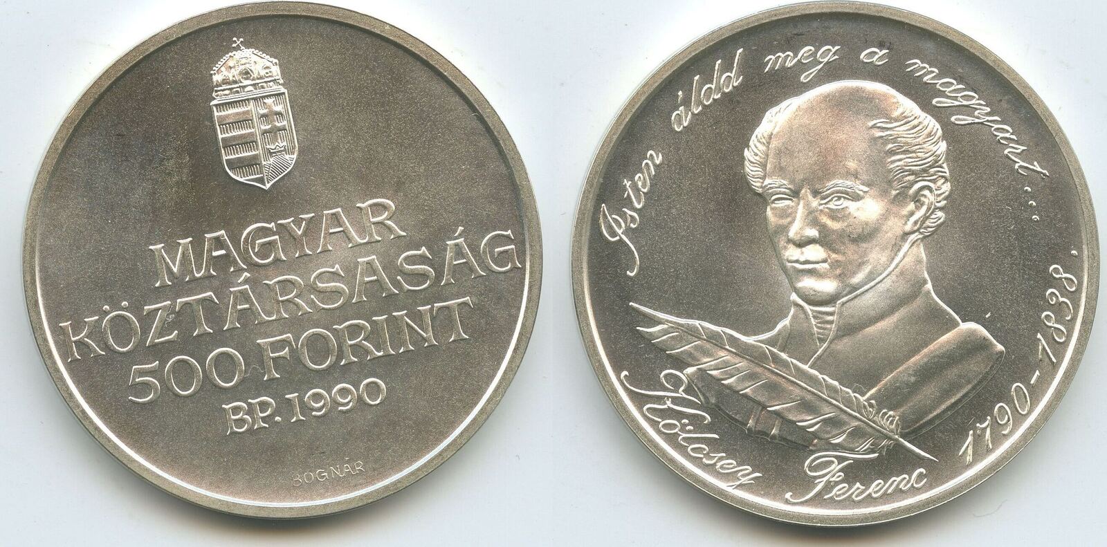 Ungarn Magyar K zt rsas g 500 Forint Silber 1990 BP GS1019 200th