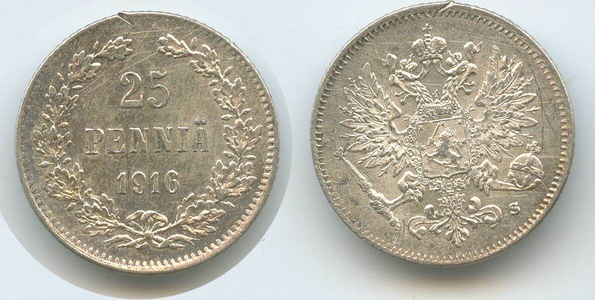 Finnland 25 Penniä Silber 1915 S H1496 - Nikolaus II. 1894-1917 Finland ...
