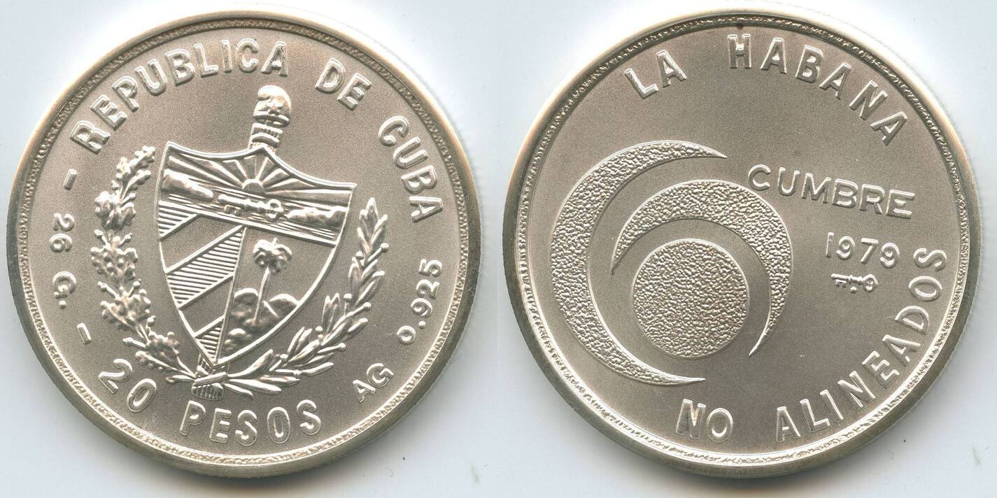 Kuba 20 Pesos Silber 1979 M#2058 - Nonaligned Nations Conference Cuba 