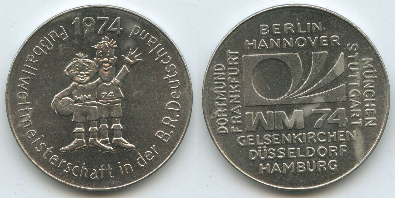Deutschland Bundesrepublik Medaille 1974 M1099 Fussball Weltmeisterschaft Spielorte der WM74