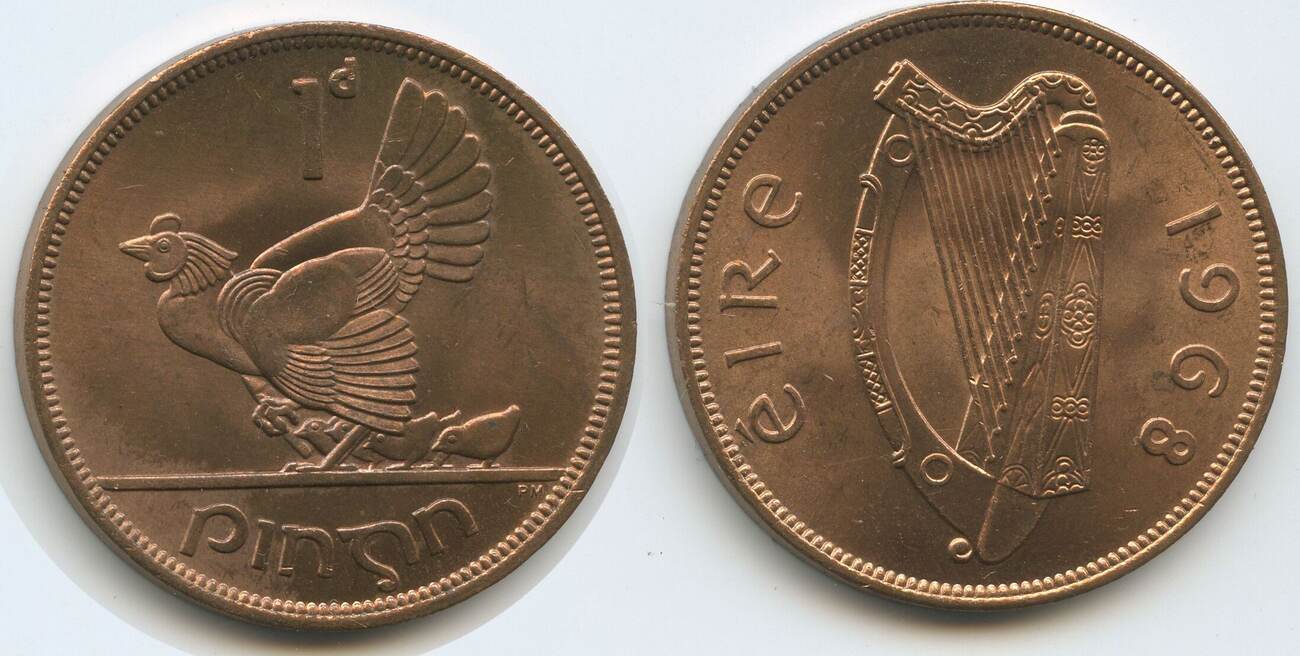 1968 1d high quality Erie Ireland irish coin collectable