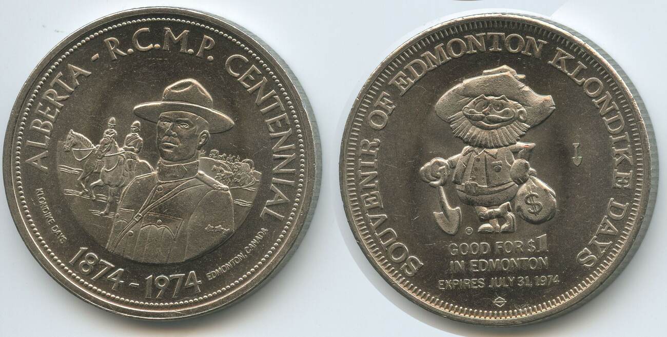 カナダ ビンテージ  4枚セット 1974年 希少 Klondike (ゆ Kanada - Canada 1 Dollar Wertmünze - Good for 1$ 1974 M1135