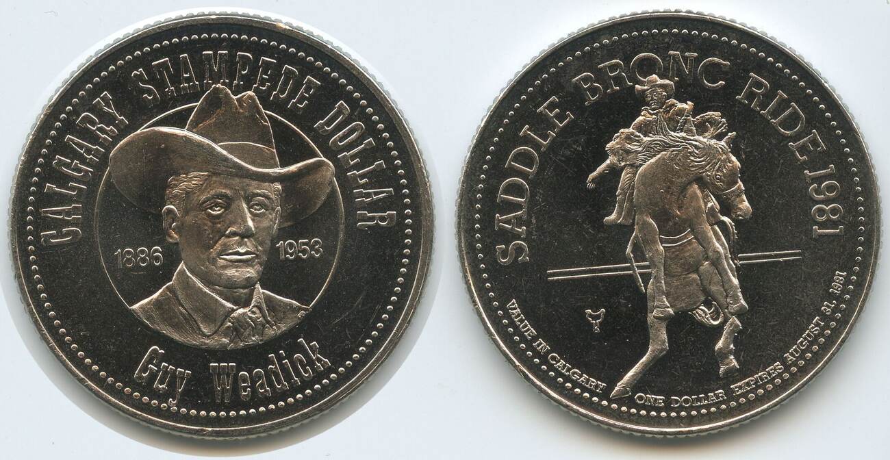 Kanada Calgary Alberta Canada Stampede Dollar Trade Token 1981