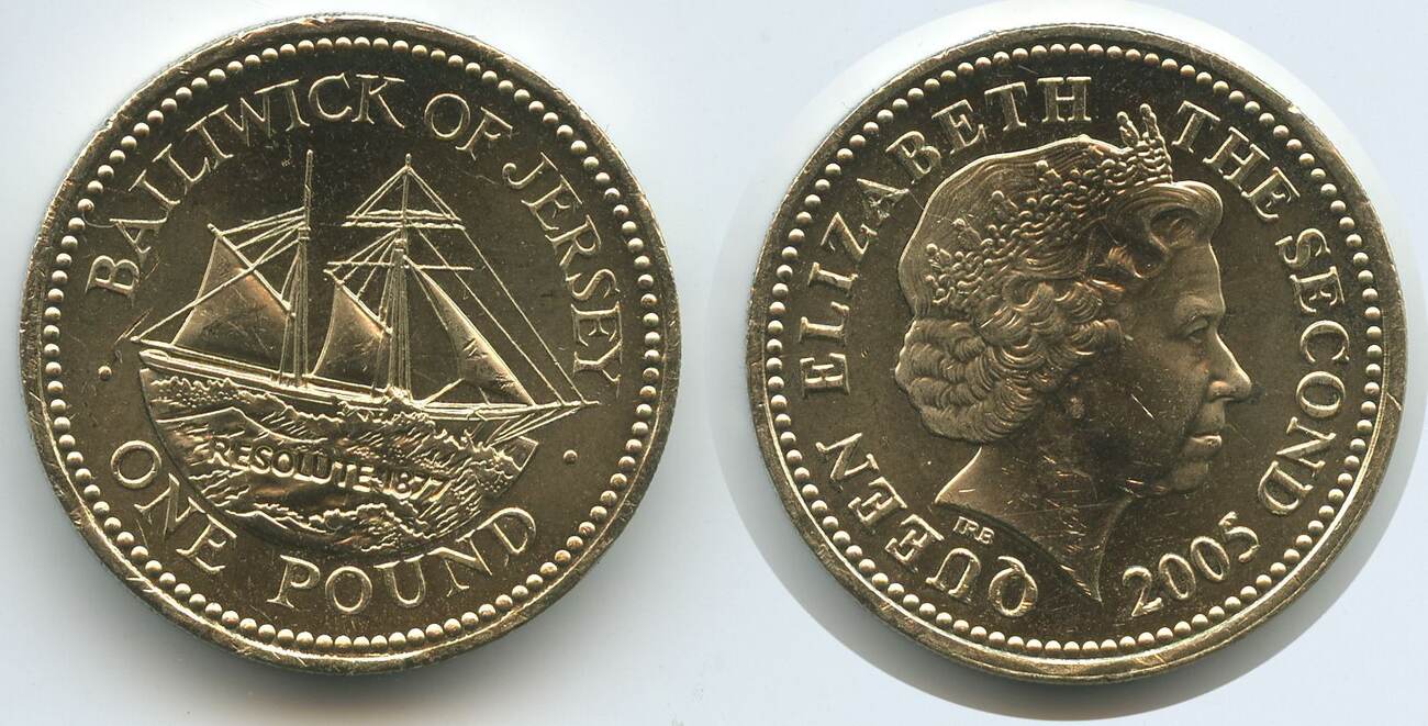 Bailiwick Of Jersey One Pound 2005 G2240 Schooner Resolute Queen