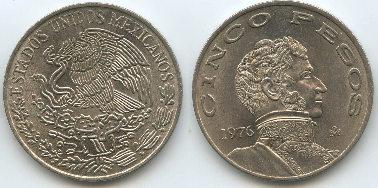 Mexiko 5 Pesos 1976 M G9944 Vicente Guerrero Adler Schlange