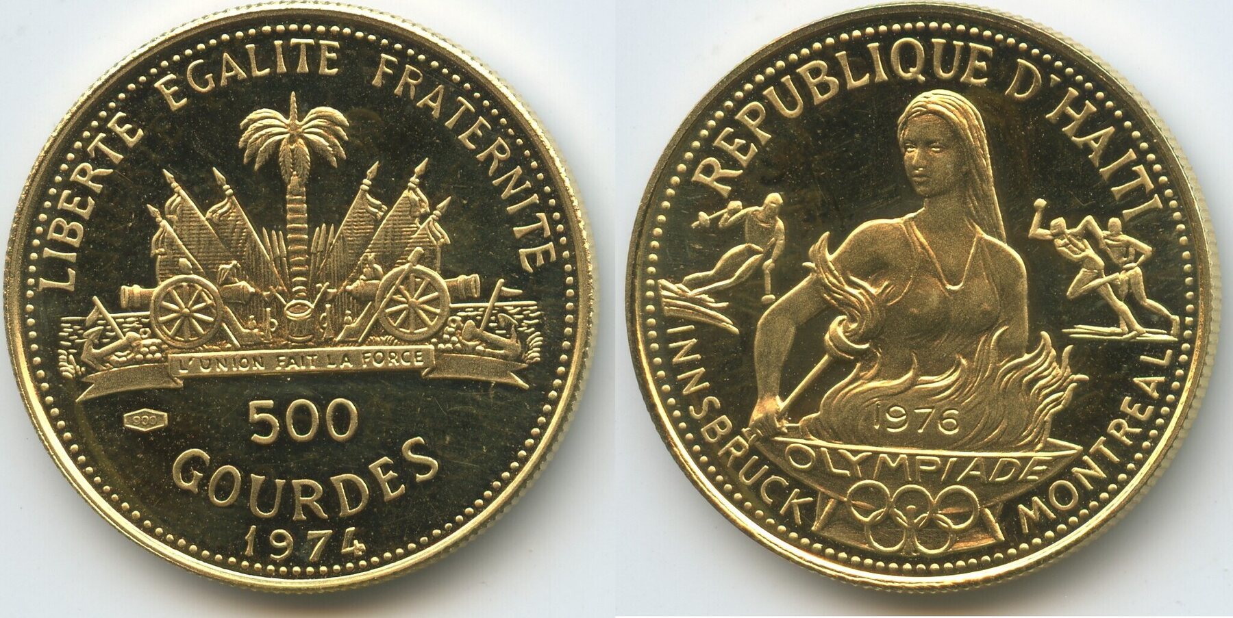 Haiti 500 Gourdes Gold 1974 M#5473 - Olympiade 1976 Montreal