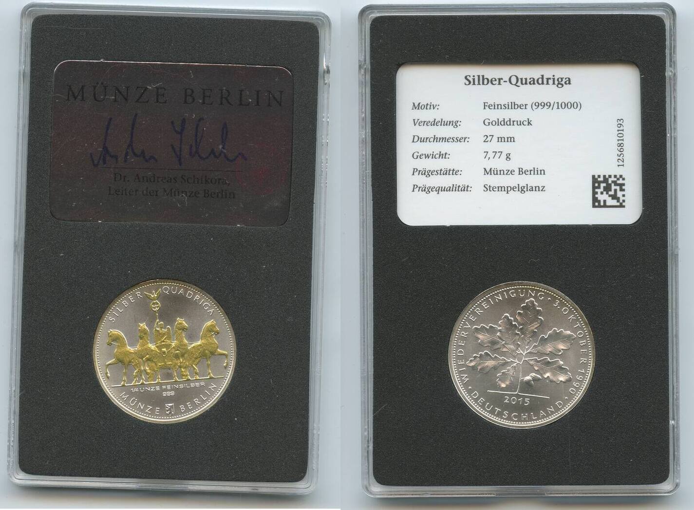 Deutschland Bundesrepublik ¼ Unze Feinsilber - 1/4 Oz 2015 - Münze