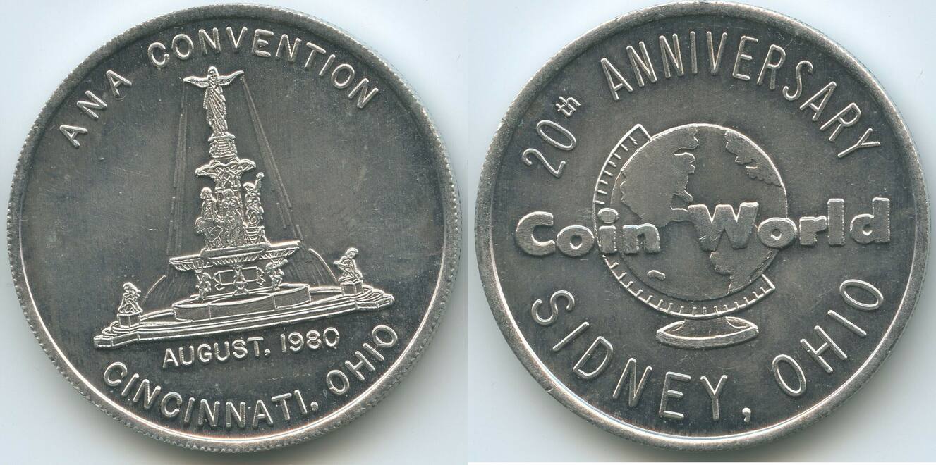 Medaille M613 Coin World 1980 Sidney Ohio ANA Cincinnati OH