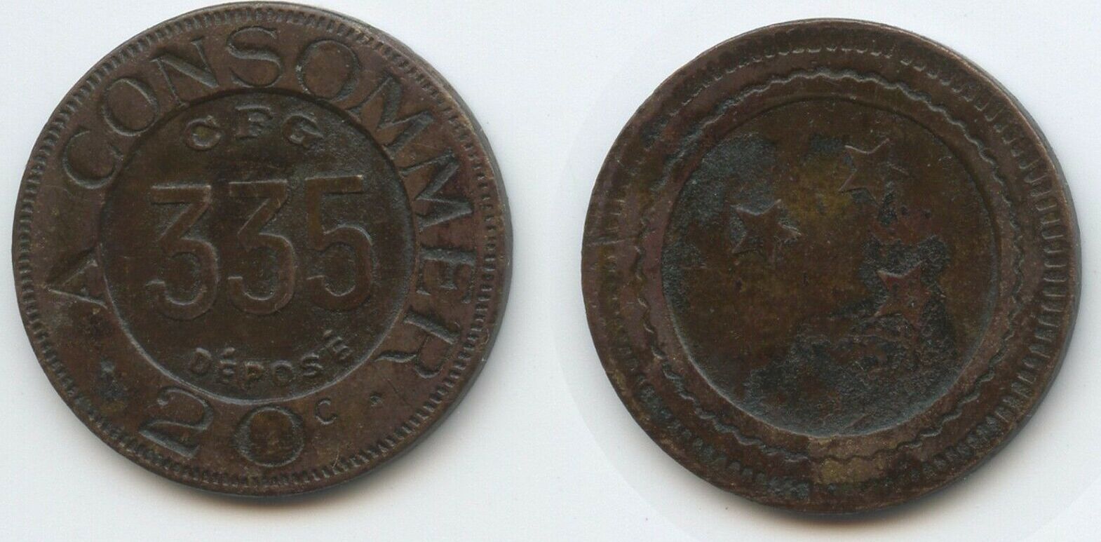 Frankreich 20 Centimes Jeton Token nd. M507 - Consommer CFG 335 Depose  France Paris VF | MA-Shops