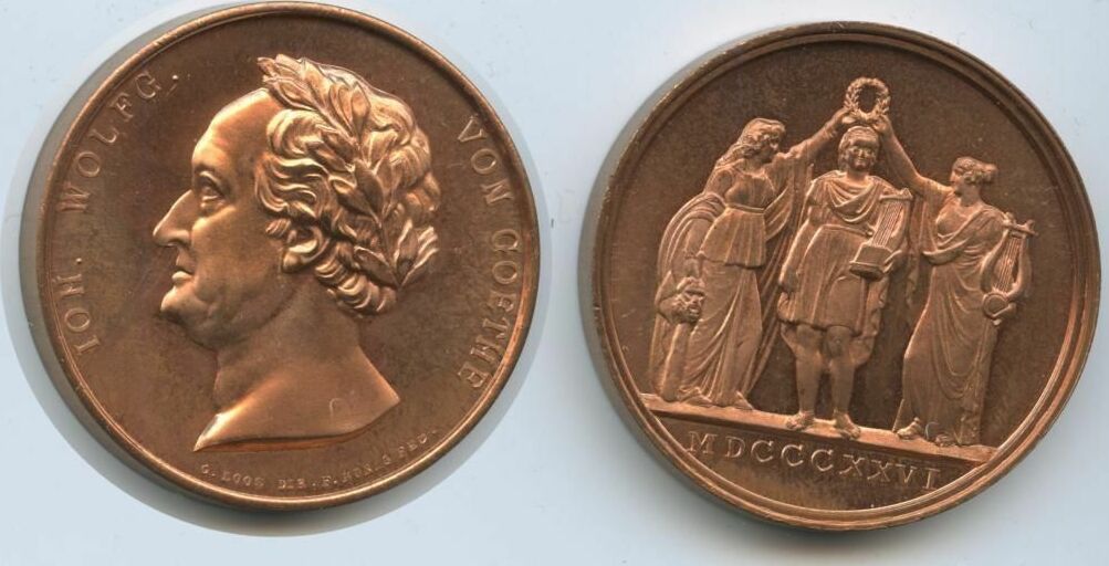 GOETHE メダイル von FRIEDRICH ANTON KÖNIG Medaille von Friedrich Anton König,Kupfer,Johann Wolfgang v