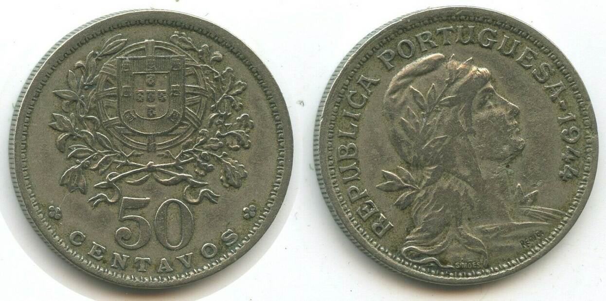 50 Centavos 1944 G16027 - Portugal KM#577 Republica Portuguesa