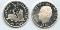2000 Pesetas G0291 - Spanien KM#967 Braunbären Brown Bears RAR Silber -