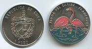 Kuba 1 Peso M#5384 Fauna der Karibik Flamingos Farbmünze Cuba -