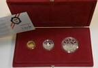 Österreich 50 Ecu Gold, 25 Ecu Silber, 5 Ecu Silber GN1657 - 50 Jahre Zweite Republik - Jubiläums Ecus - Proof mit Zertifikat -