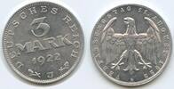 Deutsches Reich Weimar 3 Mark G10134 - Verfassungstag 11. August 1922 Germany Weimar Republic -
