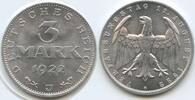 Deutsches Reich Weimar 3 Mark G10135 - Verfassungstag 11. August 1922 Germany Weimar Republic -