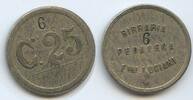 Italien Provinz Belluno Venetien 25 Centesimi Wertmarke "6" eingeschlagen M#6054 - Pedavena Birraria Flli Luciani Jeton Italy Token coinage -