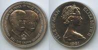 Insel Man - Isle of Man 1 Crown GS785 - Royal Wedding - Portraits Charles and Diana - Queen Elizabeth II. -