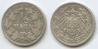 Deutsches Reich Kaiserreich ½ Mark Silber M#6819 - RAR Germany Empire -