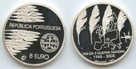 Portugal 8 Euro Silber PA257 - 60th Anniversary of the End of World War II. Proof República Portuguesa -