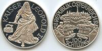 Österreich 2.Republik 100 Schilling Silber PA247 - Kaiser Leopold I. Proof Austria -