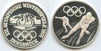 Silbermedaille 1976 Österreich Tirol Austria M#5715 - Innsbruck XII. Olympische Winterspiele 1976 Eisschnellauf Polierte Platte, leicht angelaufe...