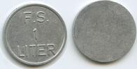 Unbestimmt Biermarke 1 Liter Wertmarke Token T607 - F.S. Bierzeichen nicht näher bestimmt -