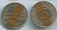 Vereinigten Staaten von Amerika USA 1 Fare Token Jeton Wertmarke T338 - Southeastern Pennsylvania Transportation Authority - Good for one fare -