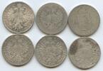 Österreich Ungarn Kaiserreich Lot 6 Stück 1 Florin (Fl, Gulden) Silber GS1016 - Kaiser Franz Joseph. 1848-1916 Austria Vienna -