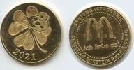 Deutschland Bundesrepublik Glücksbringer Glücksmünze Neujahrsmünze L2069 - McDonald,s Systemgastronomie - Glückskäfer, Glücksklee -
