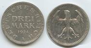 Deutsches Reich Weimar 3 Mark Silber S0474 - Adler Germany Weimar Republic -