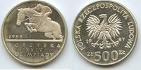 500 Zlotych Silber 1987 MW Polen M#3437 - Equestrian Seoul XXIV. Summer Olympics 1988 Poland Polierte Platte, leichte Patina
