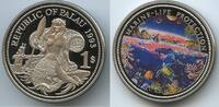 Palau 1 Dollar PA086 - Meerjungfrau Fische - Ocean Scene Marine Life Protection Multicolor -