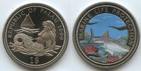 Palau 1 Dollar Farbmünze PA010 - Meerjungfrau Haifisch - Ocean Scene Marine Life Protection Multicolor -