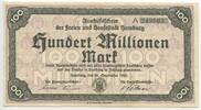 Deutsches Reich Weimar Hundert Millionen Mark Banknote Inflation GB778 - Aushilfsschein der freien und Hansestadt Hamburg - Notgeld Gutschein -