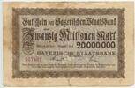 Deutsches Reich Weimar Bayern Zwanzig Millionen Mark Banknote Inflation GB357 - Bayerische Staatsbank München - Gutschein Notgeld Paper Money Germany -
