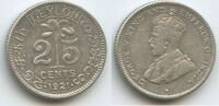 Ceylon 25 Cents Silber M#5352 - British King George V. 1910-1936 Sri Lanka -