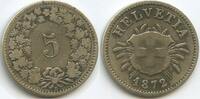 5 Rappen 1872 B Bern Schweiz Eidgenossenschaft G14625 - Federal State Switzerland Suisse Confoederation Helvetia Sehr schön
