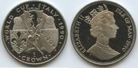 Insel Man - Isle of Man One Crown GS230 - World Cup - Italy - TORINO FIRENZE ROMA - Elizabeth II. -