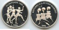 1000 Lire Silber 1992 San Marino M#5852 - Proof Olympiade Athleten Polierte Platte