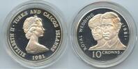 Turks & Caicos 10 Crowns Silber G0142 - Hochzeit Charles & Diana Royal Wedding -